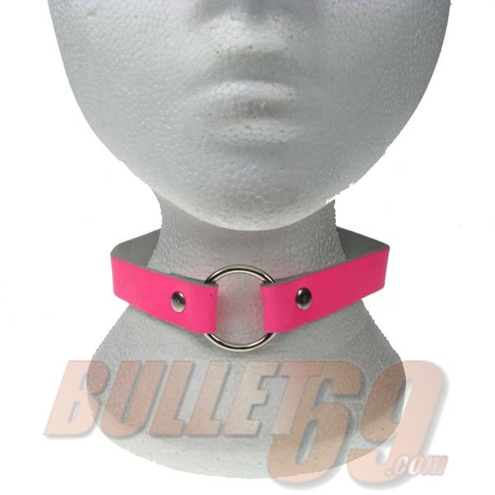 Bullet 69 Funky Punk - 1 row with 1 small ring Choker - Roze/Zilverkleurig